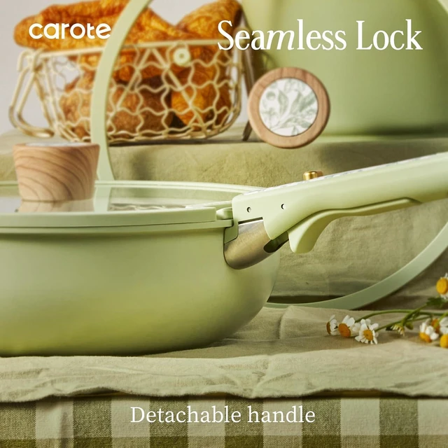 Alt view image 7 of 7 - 25pcs Ceramic Cookware Sets, Detachable Handle Pots and Pans Set