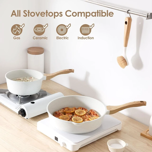 Alt view image 6 of 7 - 16Pcs Ceramic Cookware Set Non toxic, Pots and Pans Set Non Stick