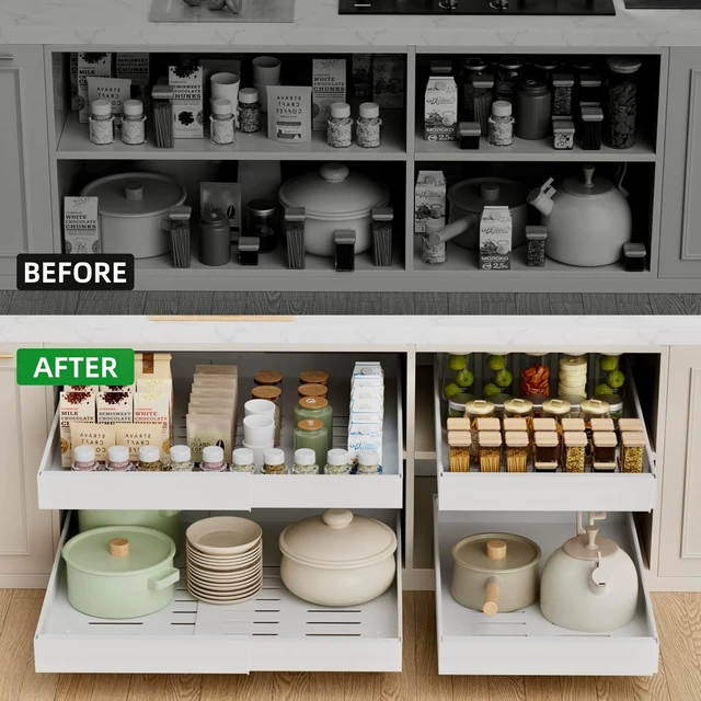Alt view image 3 of 7 - 4 Pack Expandable Pull Out Cabinet Organizer,21" Deep