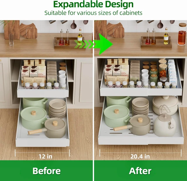 Alt view image 4 of 7 - 4 Pack Expandable Pull Out Cabinet Organizer,21" Deep