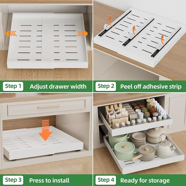 Alt view image 6 of 7 - 4 Pack Expandable Pull Out Cabinet Organizer,21" Deep
