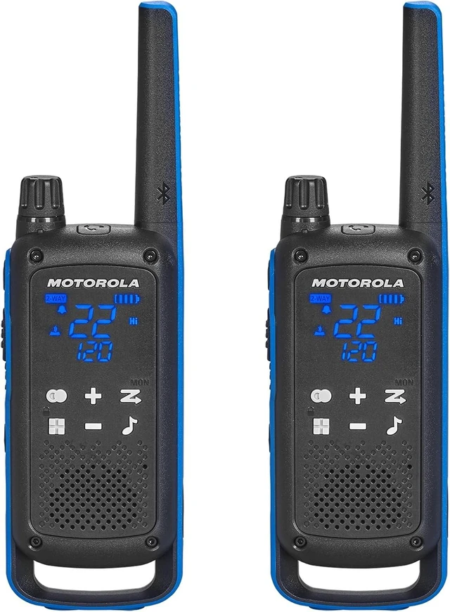 Main image of , Portable FRS, T802, Talkabout, Two-Way Radios Waterproof IP54 Walkie Talkie Emergency Preparedness, Rechargable, 22 Channel, 35 Mile, Black W/Blue, 2 Pack