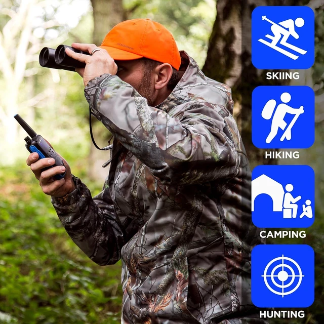 Alt view image 2 of 6 - , Portable FRS, T802, Talkabout, Two-Way Radios Waterproof IP54 Walkie Talkie Emergency Preparedness, Rechargable, 22 Channel, 35 Mile, Black W/Blue, 2 Pack