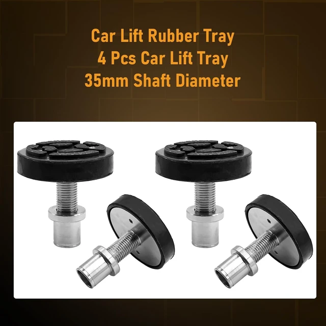 Alt view image 2 of 7 - 4 Pack 35mm Shaft Diameter Car Lift Round Tray Rubber Pads Fit for 2 Post Car Lift, Screw Up Car Lift Feet Pad, Heightening Feet Plus High Car Lift Tray