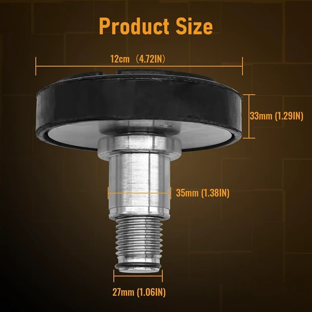 Alt view image 4 of 7 - 4 Pack 35mm Shaft Diameter Car Lift Round Tray Rubber Pads Fit for 2 Post Car Lift, Screw Up Car Lift Feet Pad, Heightening Feet Plus High Car Lift Tray