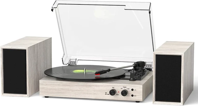 Main image of Vinyl Record Player with 2 External Speakers, PC Recording, Oak