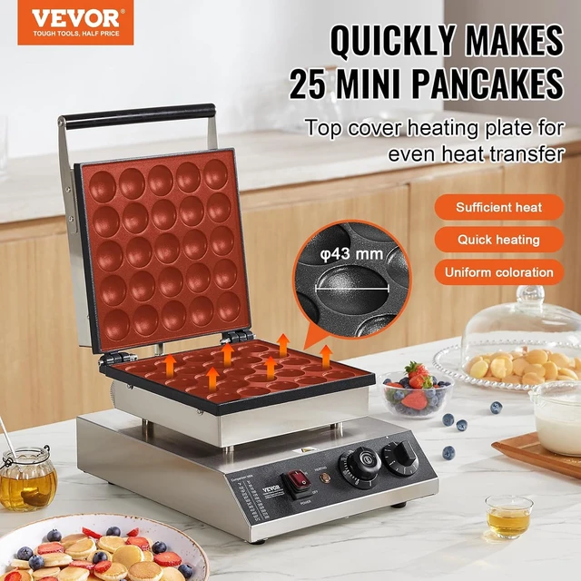 Alt view image 2 of 7 - Mini Dutch Pancake Maker, 25PCS 43mm Diameter Dorayaki Baker Machine, 1700W Commercial Electric Poffertjes Grill, Non-stick Stainless Steel, Temp & Time Control, for Home Kitchen Restaurant