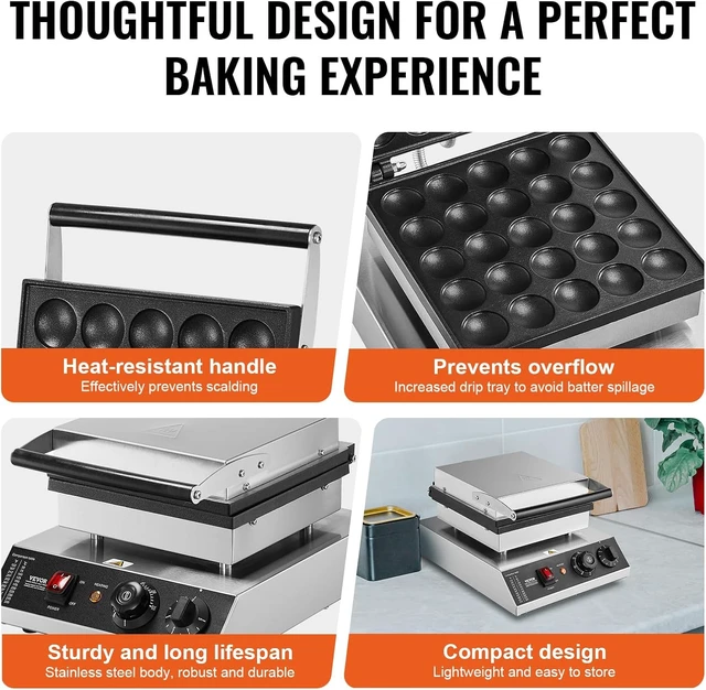 Alt view image 5 of 7 - Mini Dutch Pancake Maker, 25PCS 43mm Diameter Dorayaki Baker Machine, 1700W Commercial Electric Poffertjes Grill, Non-stick Stainless Steel, Temp & Time Control, for Home Kitchen Restaurant