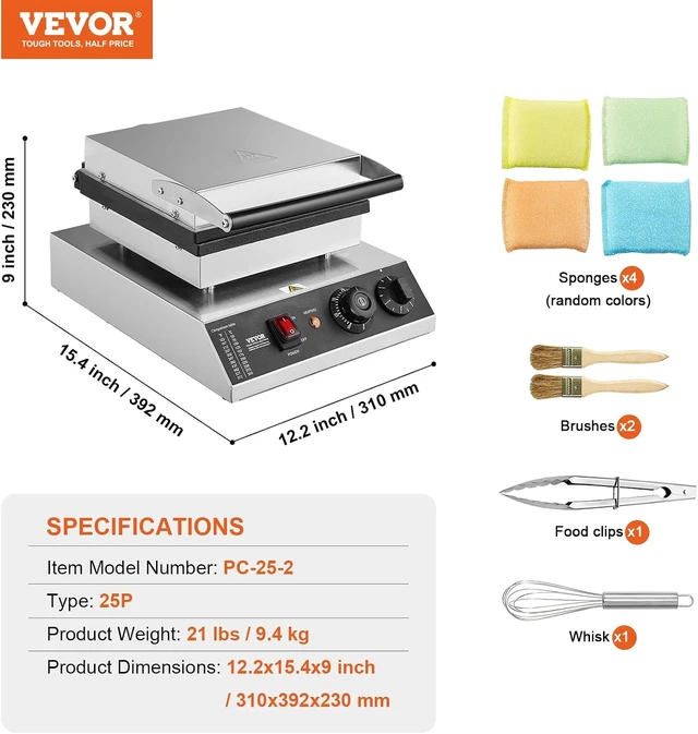 Alt view image 7 of 7 - Mini Dutch Pancake Maker, 25PCS 43mm Diameter Dorayaki Baker Machine, 1700W Commercial Electric Poffertjes Grill, Non-stick Stainless Steel, Temp & Time Control, for Home Kitchen Restaurant