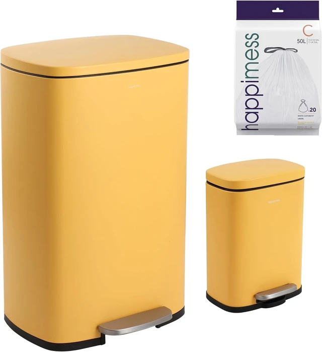 Main image of Connor 2-Piece Iron Trash Can, Daffodil Yellow