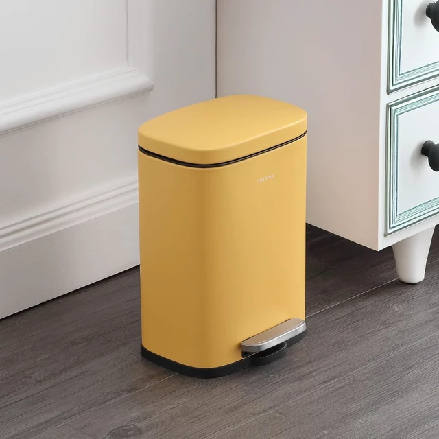 Alt view image 7 of 7 - Connor 2-Piece Iron Trash Can, Daffodil Yellow