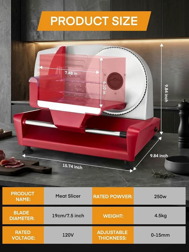 Alt view image 3 of 7 - 250W Electric Meat Slicer Machine for Home