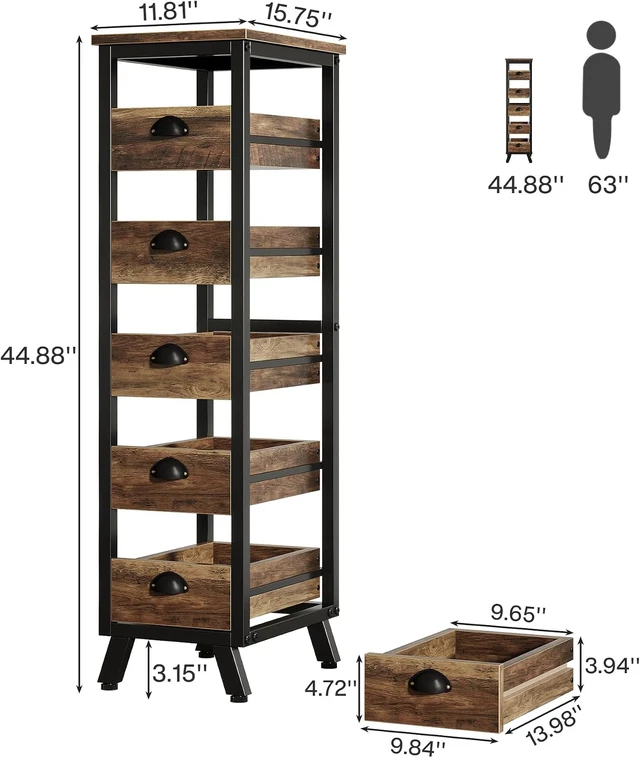 Alt view image 2 of 7 - 5-Tier Narrow Kitchen Stand Fruit and Vegetable Storage Rack