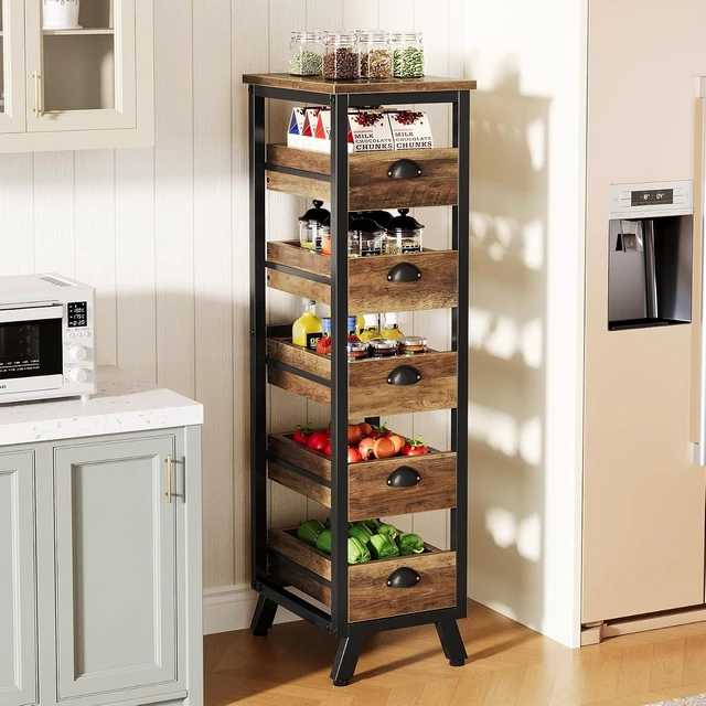 Alt view image 3 of 7 - 5-Tier Narrow Kitchen Stand Fruit and Vegetable Storage Rack