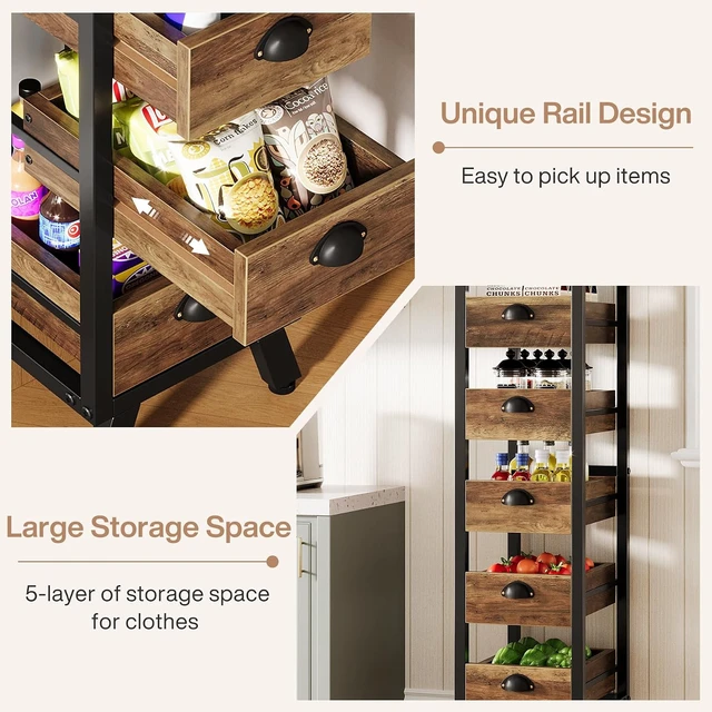 Alt view image 7 of 7 - 5-Tier Narrow Kitchen Stand Fruit and Vegetable Storage Rack