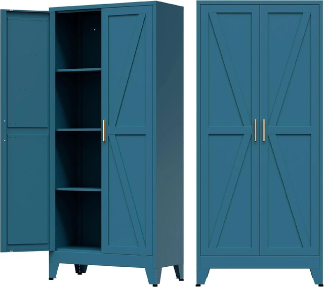 Main image of Home Farmhouse Storage Cabinet with 2 Barn Door, 61" H Metal Cabinet
