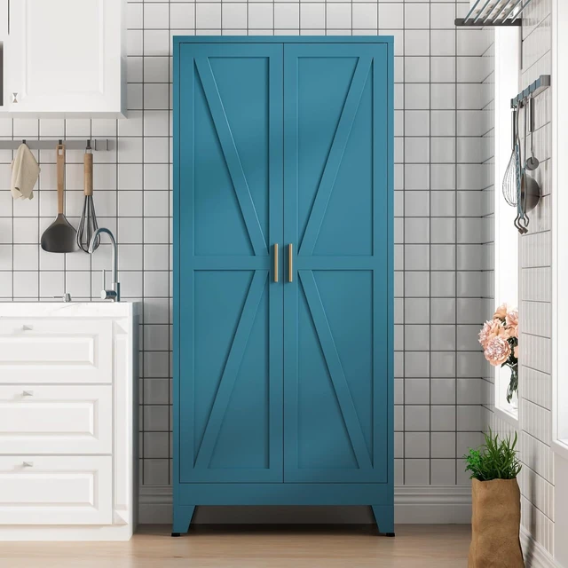 Alt view image 2 of 7 - Home Farmhouse Storage Cabinet with 2 Barn Door, 61" H Metal Cabinet