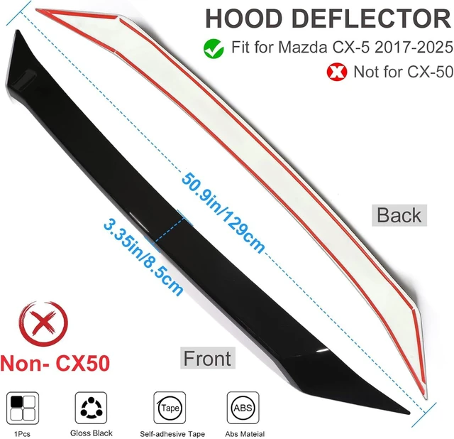 Alt view image 2 of 7 - Fit for Mazda CX-5 2017-2025 Accessories, Glossy Black Hood Bug Deflector Hood Bonnet Cover Trims Front Bumper Stone Guard Protection for CX 5 CX5 2018 2019 2020 2021 2022 2023 2024