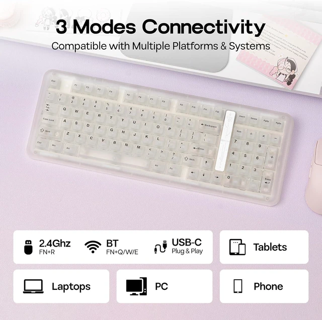 Alt view image 6 of 7 - Phantom98 Lite 96% Wireless Mechanical Gaming Keyboard, VIA Custom
