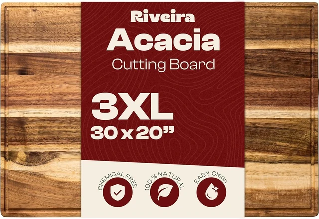 Main image of Acacia Wood Cutting Board Gourmet Acacia Grandeur: 20 x 30 Wooden Cutting Board Natural Wooden Cutting Boards For Kitchen Decorative Innovative Juice Grooves Wooden Chopping Board