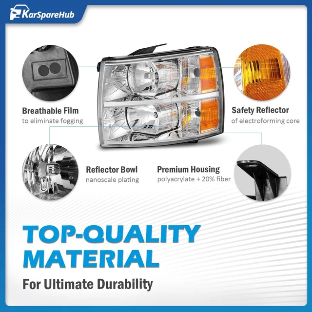 Alt view image 5 of 7 - Halogen Headlights for 2007-2013 Chevy Silverado 1500