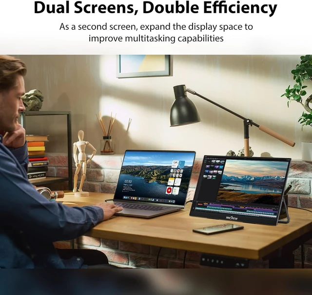 Alt view image 6 of 7 - Portable Monitor 18.5 inch 100HZ 120% sRGB, 1080P FHD IPS Large Portable Monitors for Laptop USB C HDMI HDR Travel Monitor with Kickstand Mac PC Xbox PS4/5 Switch