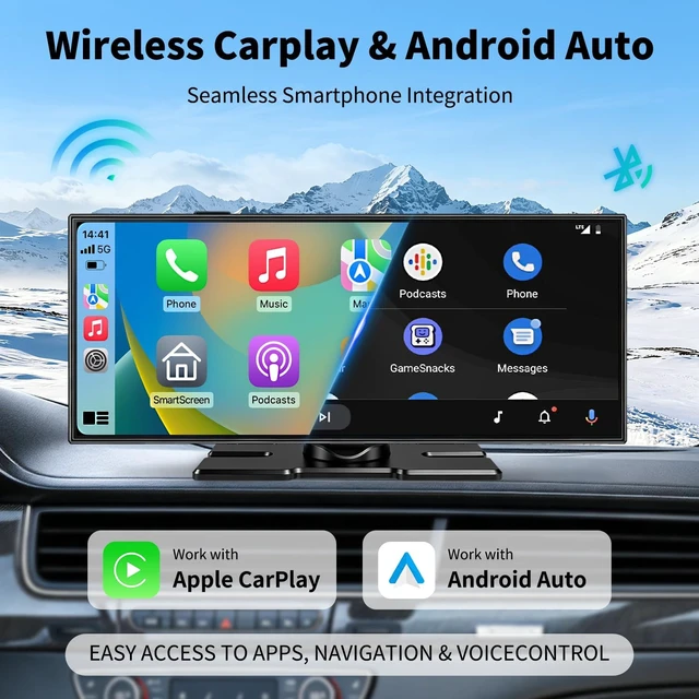 Alt view image 2 of 7 - 11.5" Wireless Portable CarPlay Screen for Car