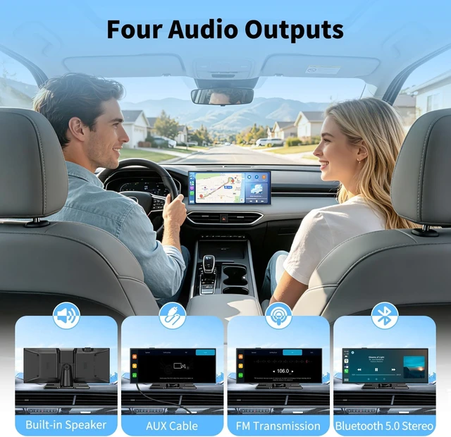 Alt view image 3 of 7 - 11.5" Wireless Portable CarPlay Screen for Car