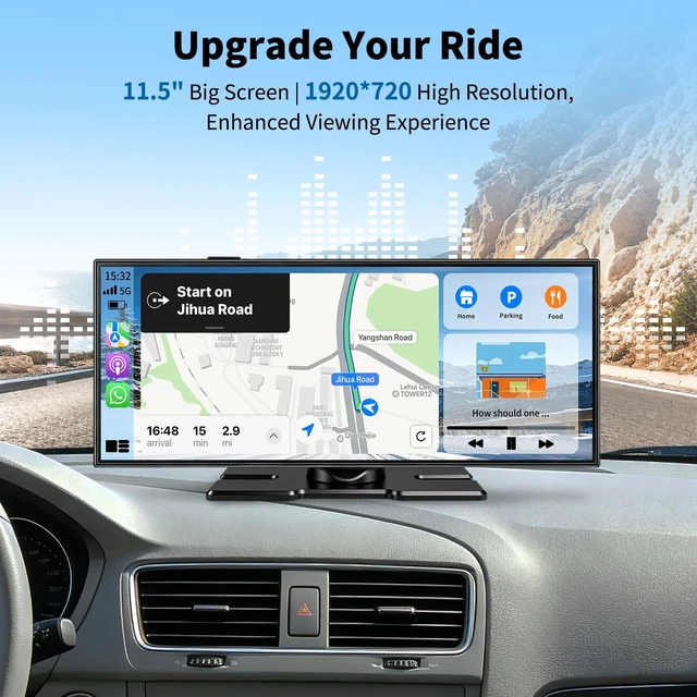 Alt view image 7 of 7 - 11.5" Wireless Portable CarPlay Screen for Car