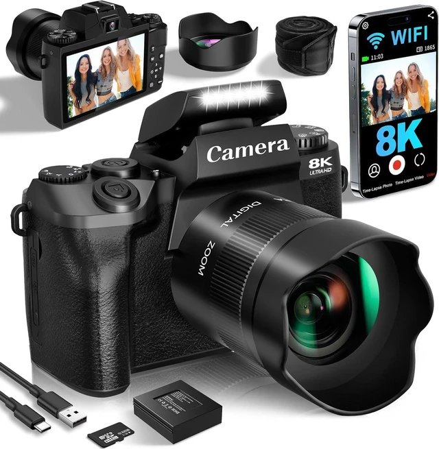Main image of Cameras for Photography, 64MP Dual Lens Vlogging Camera & 32GB Card (Black)