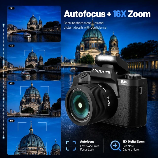 Alt view image 4 of 7 - Cameras for Photography, 64MP Dual Lens Vlogging Camera & 32GB Card (Black)