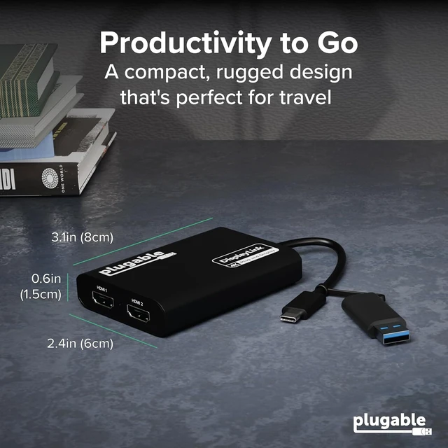 Alt view image 7 of 7 - USB-C & USB-A Dual 4K HDMI Adapter with DisplayLink