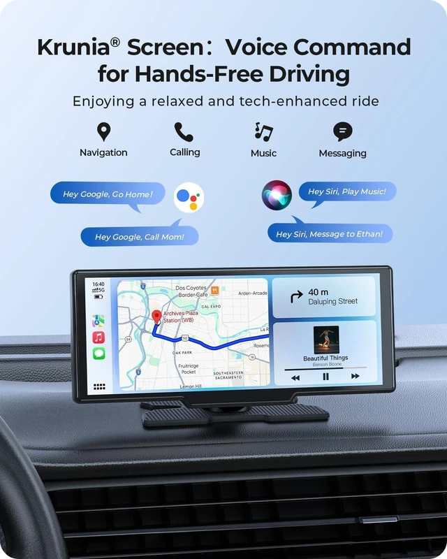 Alt view image 3 of 7 - 9.26" Wireless Carplay Screen for Car with 4K Dash Cam & HD Backup Camera