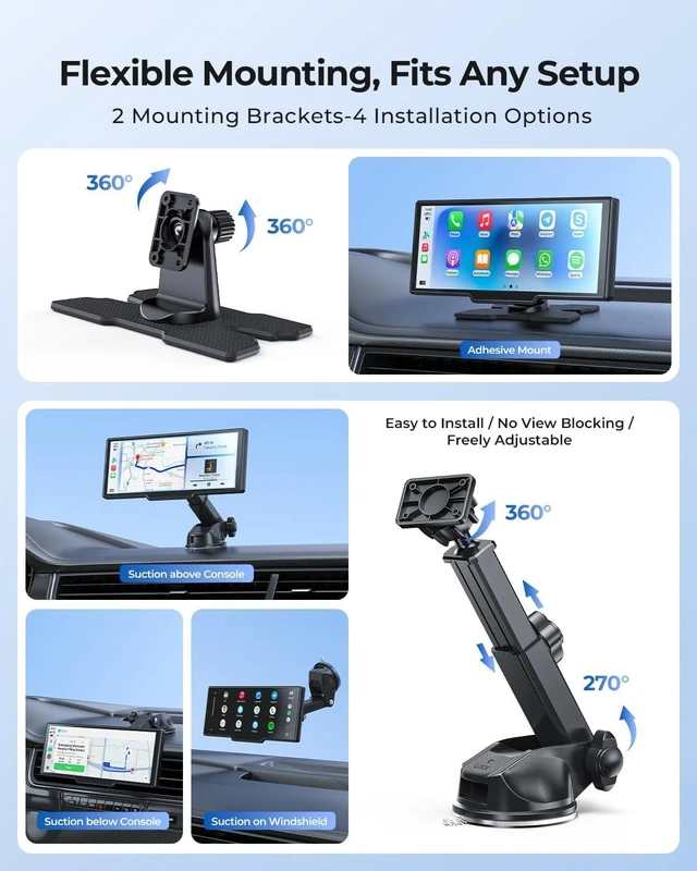 Alt view image 7 of 7 - 9.26" Wireless Carplay Screen for Car with 4K Dash Cam & HD Backup Camera