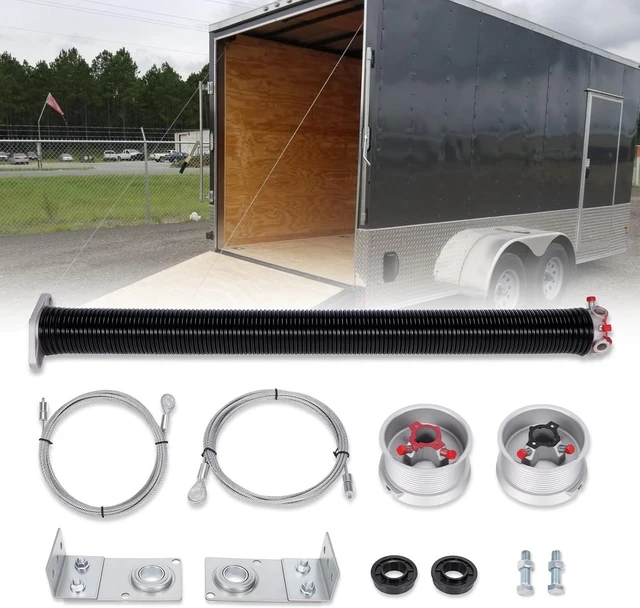 Main image of TSAP780 Ramp Door Spring Kit for 7' Wide Cargo Trailer - 80 lb Torsion Spring Repair Assembly with Cables and Drums - Replacement Rear Ramp Door Assist System for Cargo Enclosed Trailers