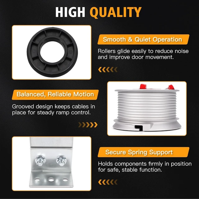 Alt view image 5 of 6 - TSAP780 Ramp Door Spring Kit for 7' Wide Cargo Trailer - 80 lb Torsion Spring Repair Assembly with Cables and Drums - Replacement Rear Ramp Door Assist System for Cargo Enclosed Trailers