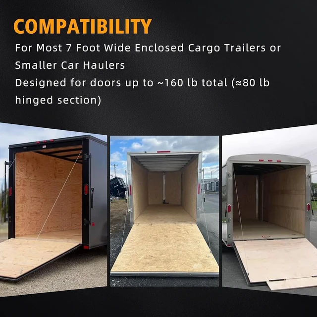 Alt view image 6 of 6 - TSAP780 Ramp Door Spring Kit for 7' Wide Cargo Trailer - 80 lb Torsion Spring Repair Assembly with Cables and Drums - Replacement Rear Ramp Door Assist System for Cargo Enclosed Trailers