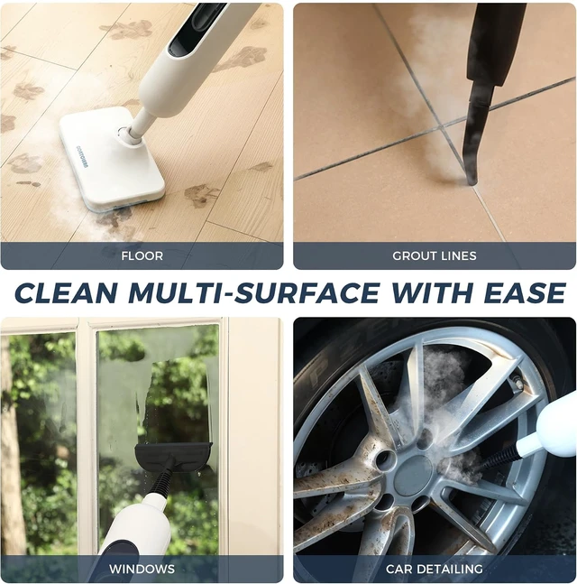 Alt view image 5 of 7 - 11in1 DualMode Steam Mop, Rotated Head, 13.5 Fl Oz Tank Up to 20 Mins Steam Cleaner for Home, 20S Fast Heat, Long Cord, Multifunctional Floor Steamer for Hardwood, Tile, Carpet, Walls (Rice White)