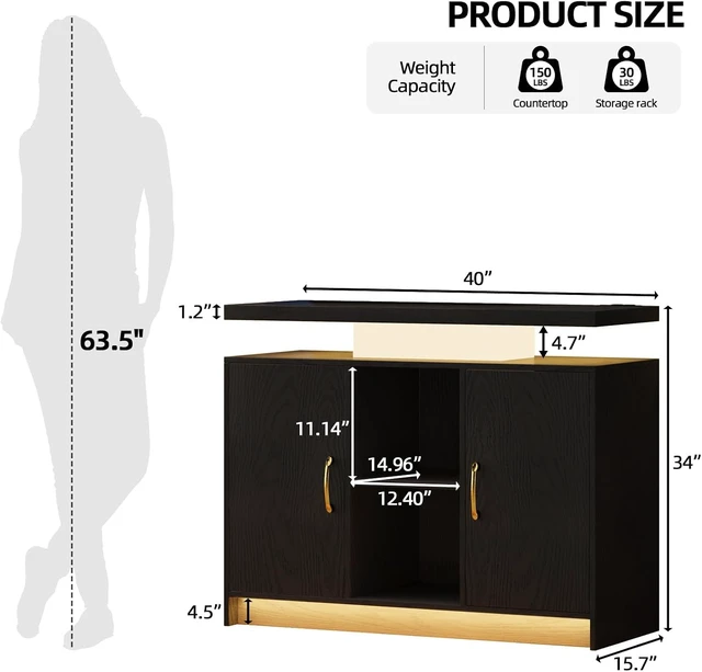 Alt view image 2 of 7 - 40-Inch Coffee Bar Cabinet with Storage and Charging Station