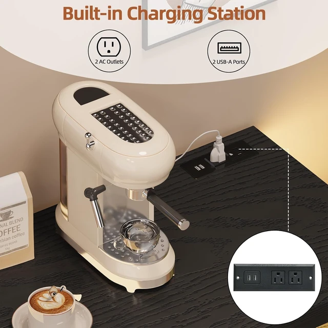 Alt view image 4 of 7 - 40-Inch Coffee Bar Cabinet with Storage and Charging Station