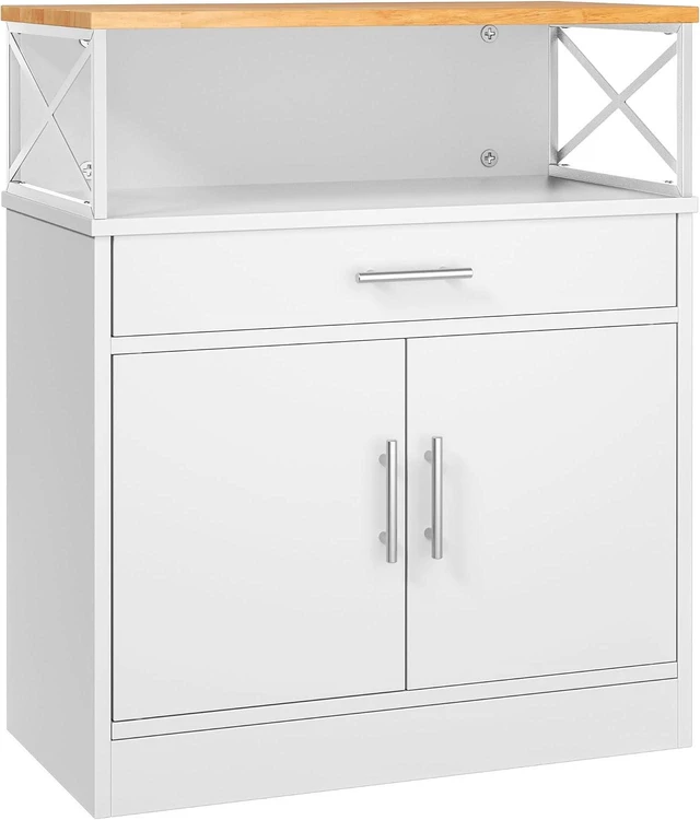 Main image of Kitchen Buffet Cabinet with Adjustable Shelf, Modern Kitchen Storage Cabinet,Farmhouse Coffee Bar CabinetWhite