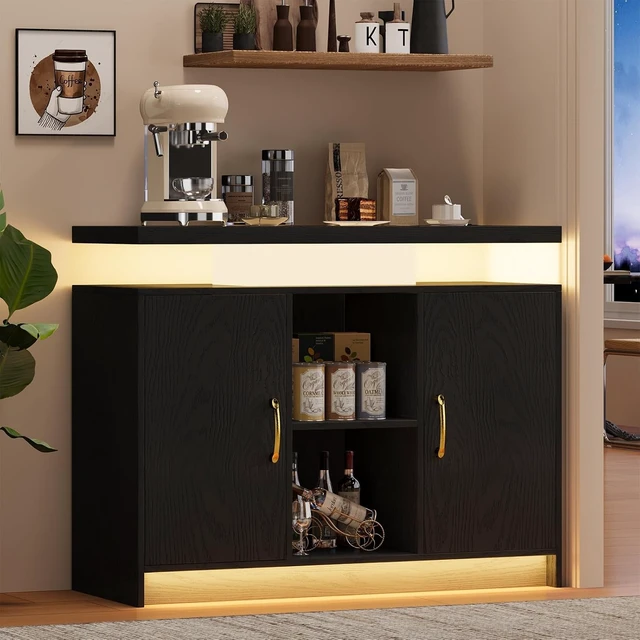 Alt view image 7 of 7 - 40-Inch Coffee Bar Cabinet with Storage and Charging Station