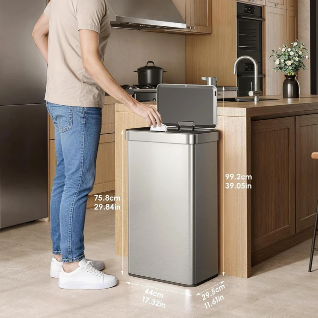 Alt view image 2 of 7 - 21 Gallon Touchless Motion Sensor Kitchen Trash Can, Stainless Steel