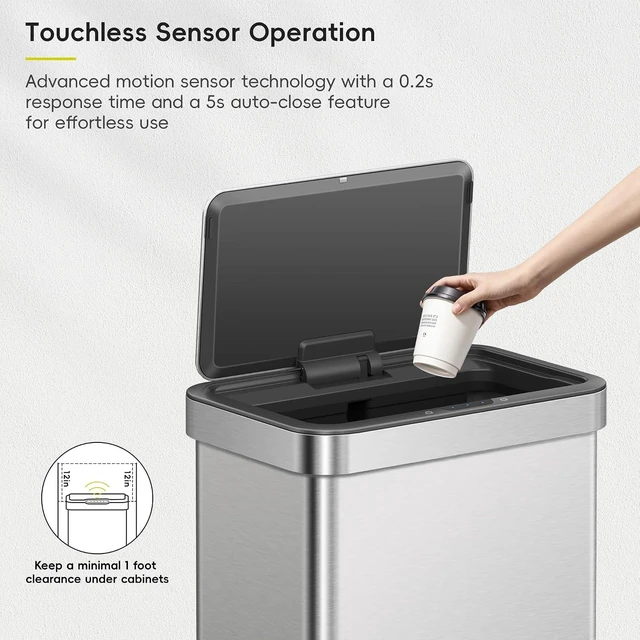 Alt view image 3 of 7 - 21 Gallon Touchless Motion Sensor Kitchen Trash Can, Stainless Steel
