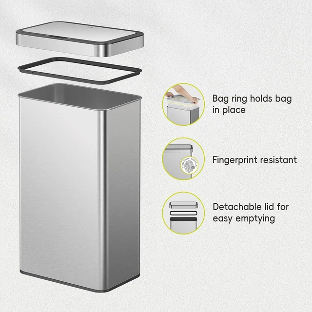 Alt view image 7 of 7 - 21 Gallon Touchless Motion Sensor Kitchen Trash Can, Stainless Steel