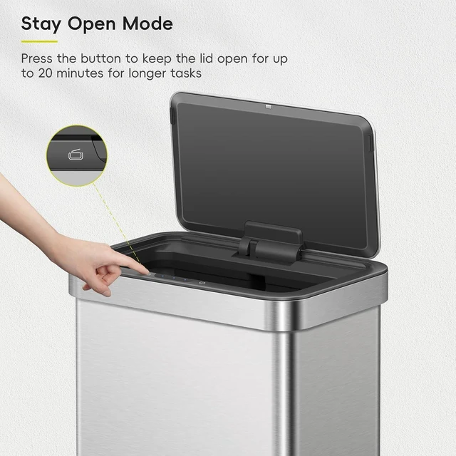 Alt view image 6 of 7 - 21 Gallon Touchless Motion Sensor Kitchen Trash Can, Stainless Steel