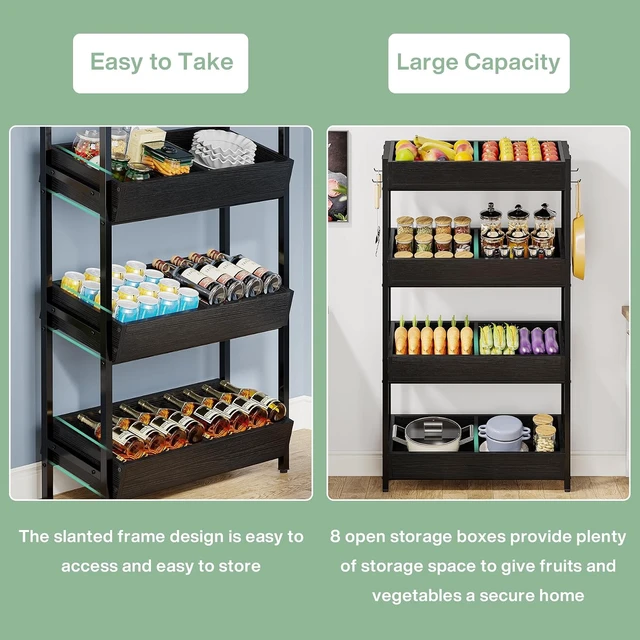 Alt view image 4 of 6 - Fruit and Vegetable Basket Stand Rack,4-Tier Produce Shelf Black