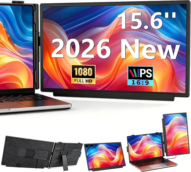 Main image of Laptop Screen Extender 15.6 Inch, FHD 1080P IPS Portable Travel Dual Monitor, Slim 0.27'', Plug ang Play Detachable Extended Monitor for 13-17.3'' Laptops, Compatible with Mac,Wins, Android,Chrome