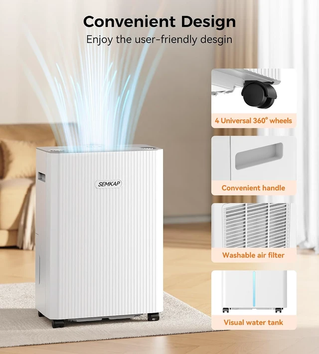 Alt view image 5 of 7 - 2500 Sq.Ft Max 32 Pints Dehumidifier for Basement with Drain Hose