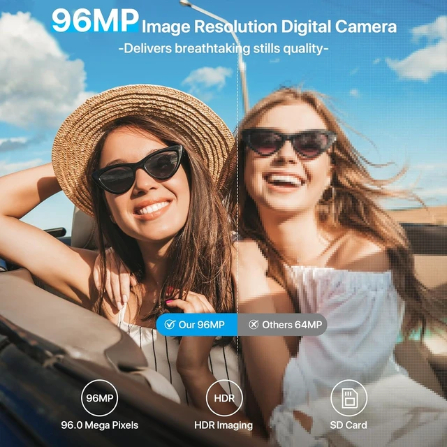 Alt view image 3 of 7 - 8K Digital Camera for Photography with WiFi 96MP Autofocus Vlogging Camera for YouTube Video 3.5'' 180°Flip Screen 20X Zoom Anti-Shake Compact Point and Shoot Cameras for Beginner Creator with SD Card